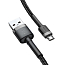 Кабель USB - MicroUSB для зарядки 3 м 2А плетеный Baseus Cafule черно-серый