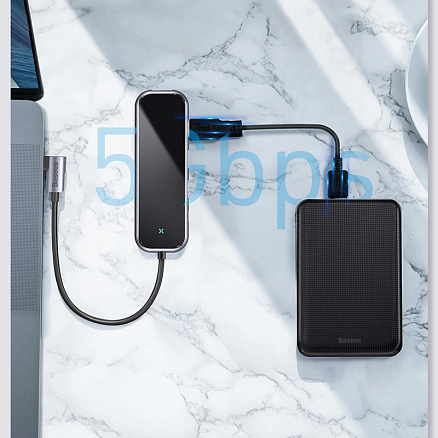 Хаб (разветвитель) Type-C - 3 х USB 3.0, HDMI 4K, Type-C PD Baseus Multi-functional серый