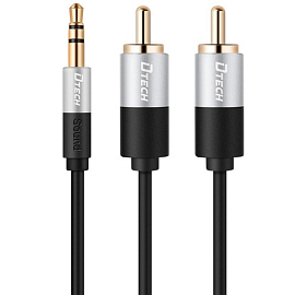 Кабель 3,5 мм - 2RCA (стандартный аудио - тюльпаны) 1 м Dtech DT-T0228