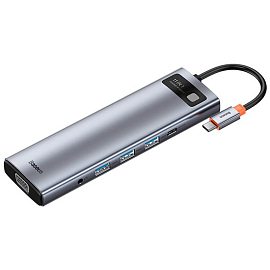 Хаб (разветвитель) Type-C 11-в-1 (PD) Baseus Metal Gleam серый