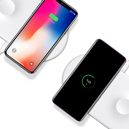Беспроводная зарядка 2-в-1 для телефона и Apple Watch Baseus Smart (быстрая зарядка) белая