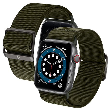 Ремешок-браслет для Apple Watch 38, 40 и 41 мм текстильный Spigen Fit Lite хаки
