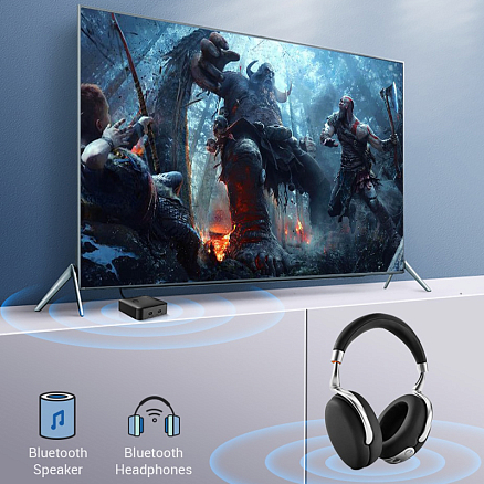 Bluetooth аудио адаптер (ресивер + трансмиттер) SPDIF Toslink + 3,5 мм aptX Ugreen CM144 V5.0 черный