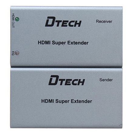 Удлинитель HDMI (HDMI Extender+ Splitter (разветвитель) на 2 порта) до 35 метров по витой паре Dtech DT-7009B с питанием