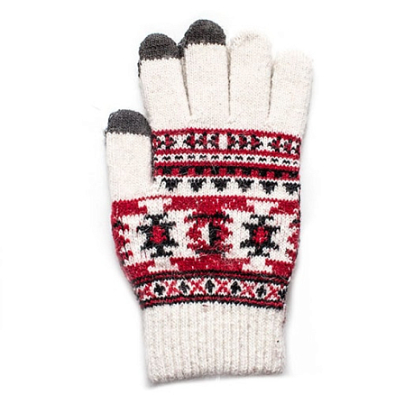 Перчатки трикотажные для емкостных дисплеев Greengo (Польша) N-02 с орнаментом белые