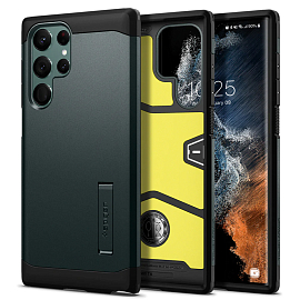 Чехол для Samsung Galaxy S22 Ultra гибридный для экстремальной защиты Spigen Tough Armor зеленый