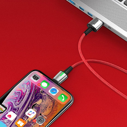 Кабель USB - MicroUSB для зарядки 2 м 1.5А магнитный плетеный Baseus Zinc красный