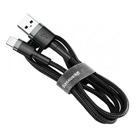 Кабель USB - Lightning для зарядки 0,5 м 2А плетеный Baseus Cafule черный