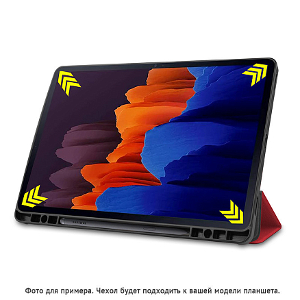 Чехол для Samsung Galaxy Tab S7 11.0 T870, T875, S8 11.0 кожаный Nova-09 красный