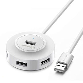 USB 2.0 HUB (разветвитель) на 4 порта Ugreen CR106 с питанием MicroUSB белый