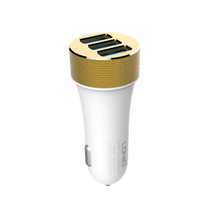 Зарядное устройство автомобильное с тремя USB входами 5.1A и MicroUSB кабелем Ldnio DL-C50 белое