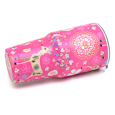 Термокружка Rambler Tumbler 900мл Pattern Reindeer розовая