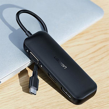 Хаб (разветвитель) (преобразователь) Type-C - HDMI 4K 60Hz, VGA, DisplayPort Ugreen CM260 черный