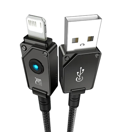 Кабель USB - Lightning для зарядки iPhone 2 м 2.4А плетеный Baseus Unbreakable черный