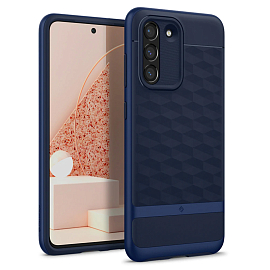 Чехол для Samsung Galaxy S21 FE гибридный Spigen Caseology Parallax синий