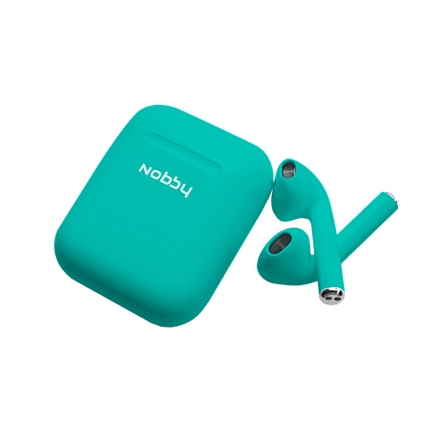 Наушники беспроводные Bluetooth Nobby Practic T-101 вкладыши с микрофоном мятные