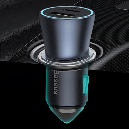 Зарядное устройство автомобильное с USB и Type-C входами 5A 40W Baseus Golden Contactor Pro серое