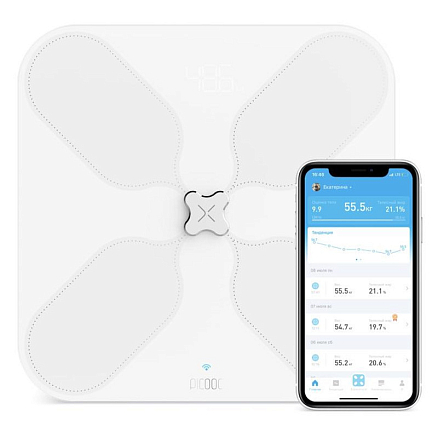 Умные весы Picooc S3 V2 (Wi-Fi, Bluetooth) размер 33x33 белые