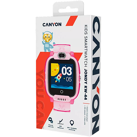 Детские умные часы с видеозвонками и GPS трекером Canyon Jondy KW-44 розовые