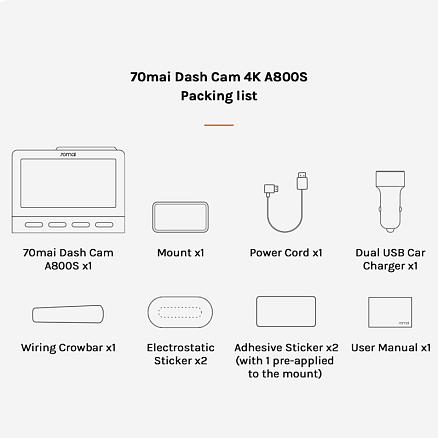 Видеорегистратор Xiaomi 70mai Dash Cam 4K модель A800S