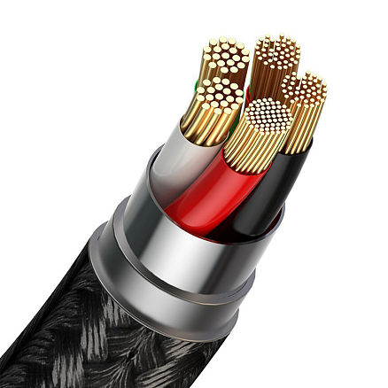Кабель USB - MicroUSB, Lightning, Type-C 1 м 5А 40W магнитный плетеный Baseus Zinc (быстрая зарядка) черно-серый