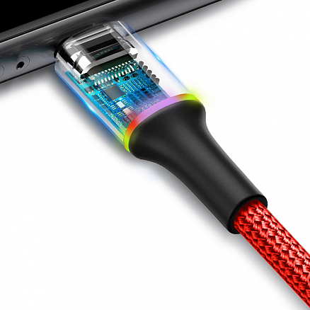 Кабель MicroUSB - USB 2.0 для зарядки 0,25 м 3А плетеный Baseus Halo (быстрая зарядка QC 3.0) красный