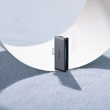 Переходник Type-C - 3,5 мм, Type-C (папа - мама, мама) Baseus L57 (быстрая зарядка PD) черный