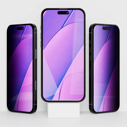 Защитное стекло для iPhone 16 Pro на весь экран противоударное VLP Privacy 2.5D с защитой от подглядывания черное