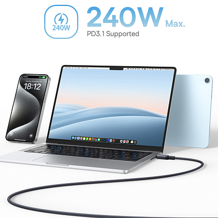 Кабель Type-C - Type-C для зарядки 1 м 240W магнитный органайзер Baseus PicoGo (быстрая зарядка PD) черный