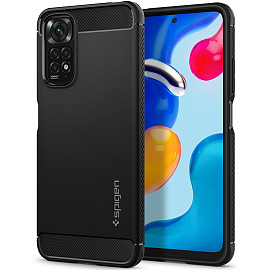 Чехол для Xiaomi Redmi Note 11, 11S гелевый Spigen SGP Rugged Armor черный
