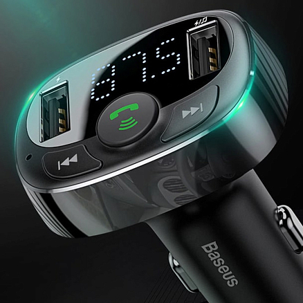 FM модулятор (трансмиттер) автомобильный с громкой связью и USB для зарядки Baseus CCALL-TM01 черный