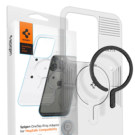 Наклейка на телефон для магнитного держателя MagSafe Spigen OneTap карбоновая