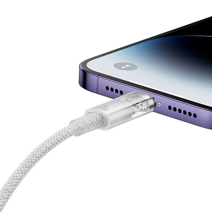 Кабель Type-C - Lightning для зарядки 1 м 20W плетеный Baseus Explorer CATS010202 (быстрая зарядка PD) белый белый