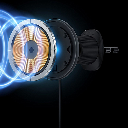 Держатель автомобильный в решетку обдува магнитный с беспроводной зарядкой (быстрая) Baseus CW01 черный