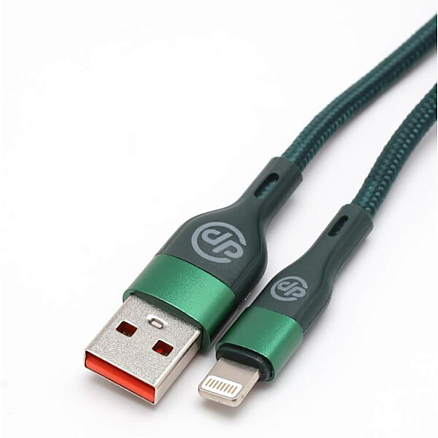 Кабель USB - Lightning для зарядки iPhone 1 м 3A плетеный Digitalpart LC-309 зеленый