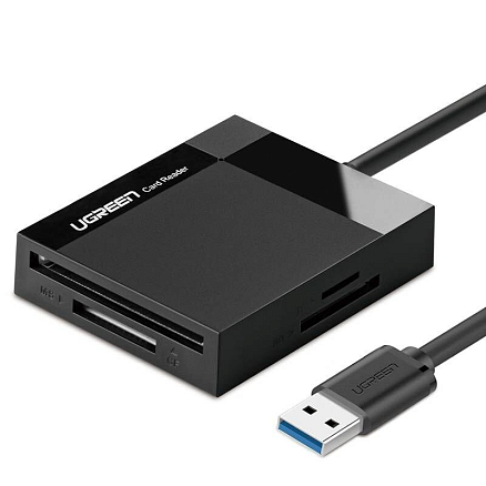 Картридер USB 3.0 универсальный длина 50 см Ugreen CR125 черный