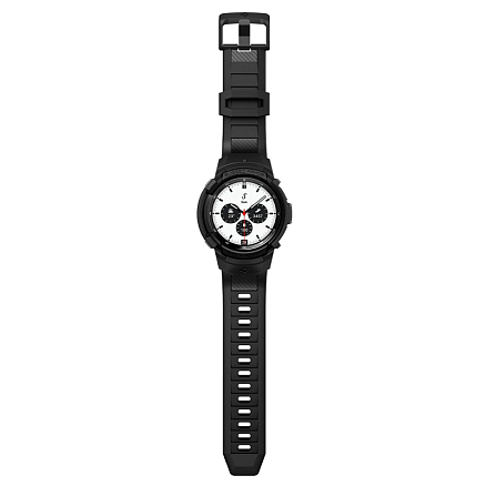 Чехол с ремешком для Samsung Galaxy Watch 4 Classic 42 мм гелевый Spigen Rugged Armor Pro черный