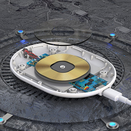 Беспроводная зарядка для телефона Baseus Cobble (быстрая зарядка) белая