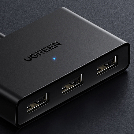 USB 2.0 переключатель 2x3 порта (2 USB входа на 3 USB выхода) Ugreen CM409 черный