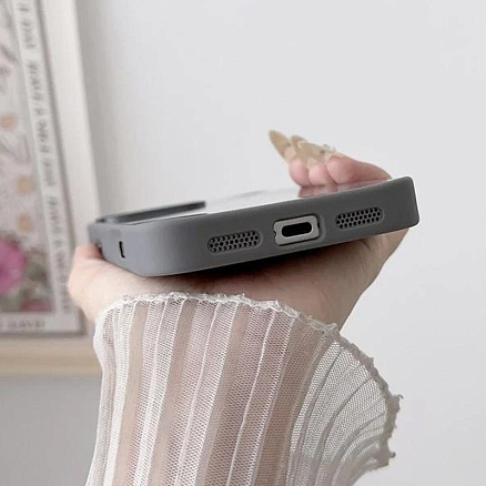 Чехол для iPhone 16 гибридный DIY с NFC E-ink дисплеем серый