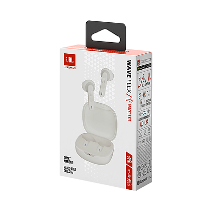 Наушники TWS беспроводные JBL Wave Flex вакуумные с микрофоном белые