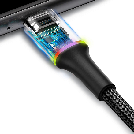 Кабель MicroUSB - USB 2.0 для зарядки 1 м 3А плетеный Baseus Halo (быстрая зарядка QC 3.0) черный