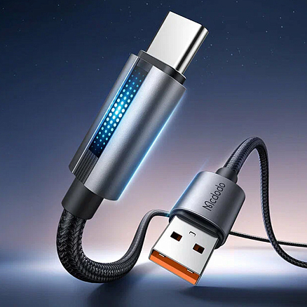 Кабель Type-C - USB для зарядки 1,2 м 6А 100W плетеный McDodo CA-5180 (быстрая зарядка PD) черный