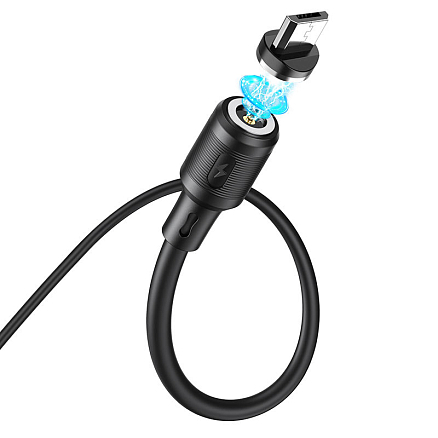 Кабель USB - MicroUSB для зарядки 1 м 2.4А магнитный Hoco X52 Sereno черный