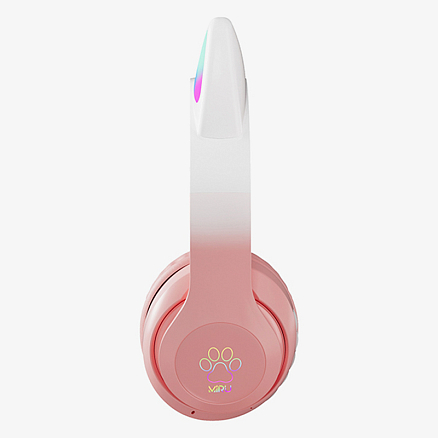 Наушники беспроводные Miru Cat EP-W10 полноразмерные с ушками и подсветкой розовые + портативная колонка Defender Enjoy S600 10W