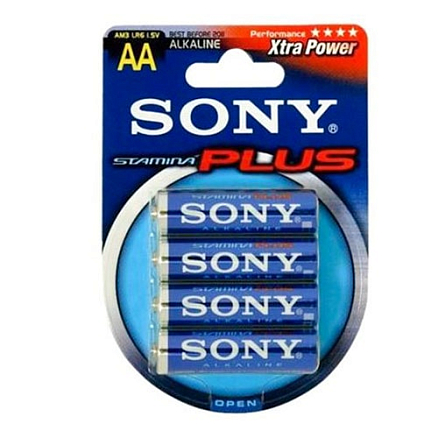 Батарейка LR6 Alkaline (пальчиковая большая AA) Sony Stamina Plus упаковка 4шт.