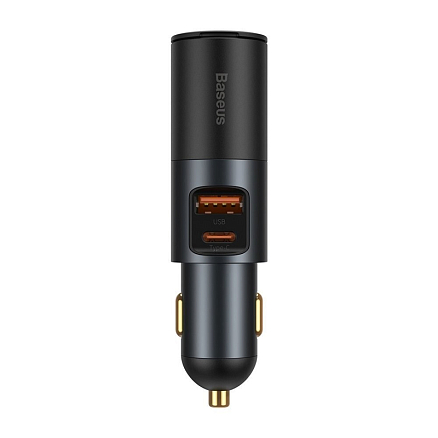 Зарядное устройство автомобильное с USB и Type-C входами 3A 120W и разъемом прикуривателя Baseus Share Together CCBT-C0G черно-серое