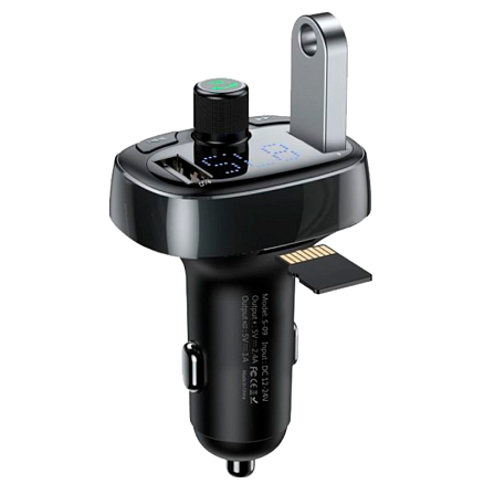 FM модулятор (трансмиттер) автомобильный с громкой связью и USB для зарядки Baseus CCALL-TM01 черный