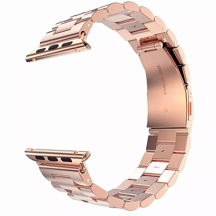 Ремешок-браслет для Apple Watch 42 и 44 мм металлический Nova Metal розовое золото