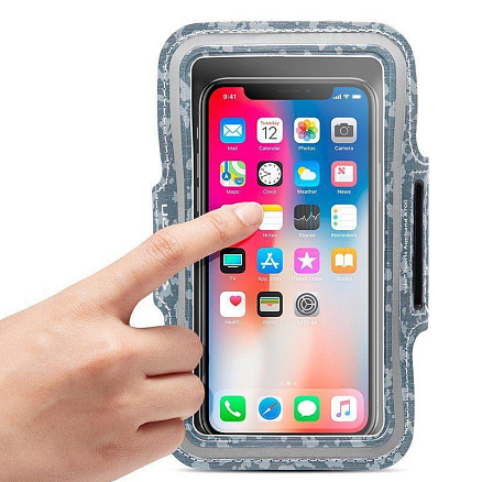 Чехол универсальный для телефона до 6,9 дюйма спортивный наручный Spigen SGP Sport Armband камуфляж серый